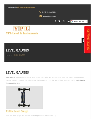 Level Gauges : level gauges manufacturers and suppliers in Delhi, India