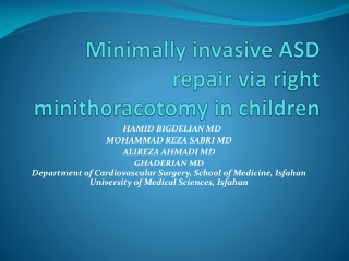 Minimally invasive ASD repair via right minithoracotomy in children