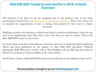 Vital B2B SEO Trends to Look Out For in 2019- A Quick Overview