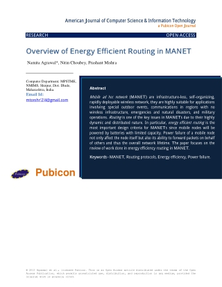 Overview of Energy Efficient Routing in MANET