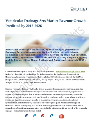 Ventricular Drainage Sets Market Poised to Take Off by 2026