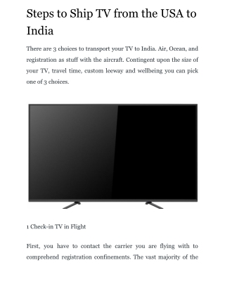 Steps to Ship TV from the USA to India