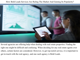 How Bold Leads Services Are Ruling The Market And Gaining Its Popularity?