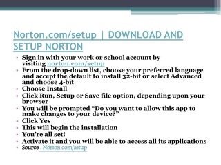 Norton.com/setup | DOWNLOAD AND SETUP NORTON