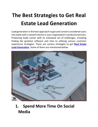 The Best Strategies to Get Real Estate Lead Generation