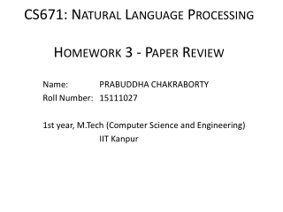 CS671: Natural Language Processing Homework 3 - Paper Review