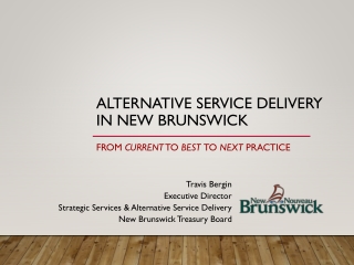 Alternative Service Delivery in New Brunswick