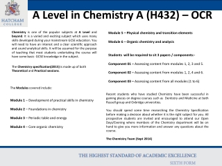 A Level in Chemistry A (H432) – OCR