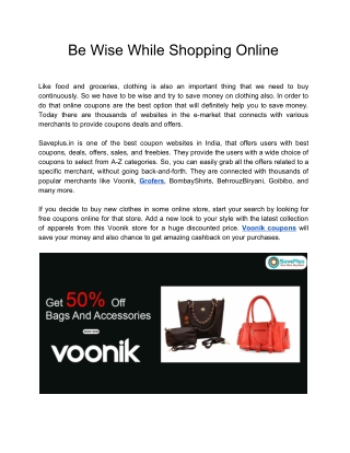 Be Wise While Shopping Online