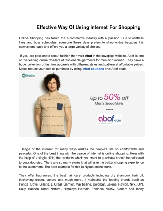 Effective Way Of Using Internet For Shopping