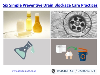 Six Simple Preventive Drain Blockage Care practices