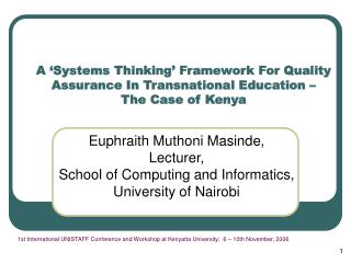 A ‘Systems Thinking’ Framework For Quality Assurance In Transnational Education – The Case of Kenya