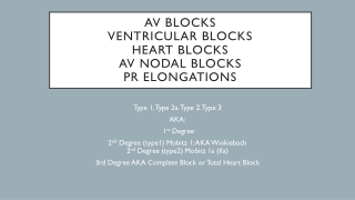 AV Blocks Ventricular blocks heart blocks AV nodal blocks PR elongations