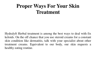 Proper Ways For Your Skin Treatment
