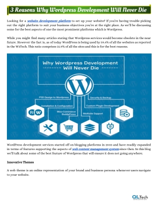 3 Reasons Why Wordpress Development Will Never Die
