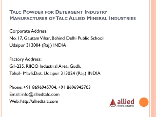 Talc Powder for Detergent Industry Manufacturer of Talc Allied Mineral Industries