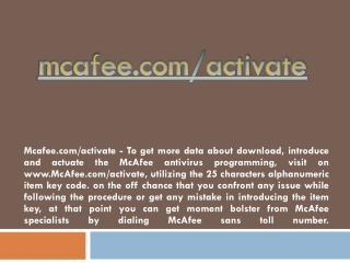 MCAFEE.COM/ACTIVATE- MCAFEE ANTIVIRUS ACTIVATION