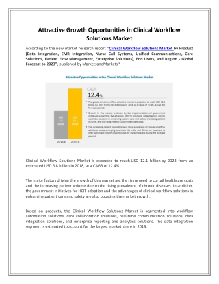 Attractive Growth Opportunities in Clinical Workflow Solutions Market