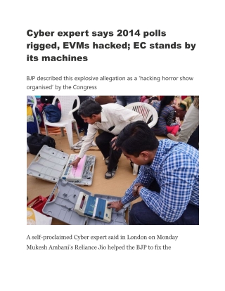 Cyber expert says 2014 polls rigged, EVMs hacked; EC stands by its machines