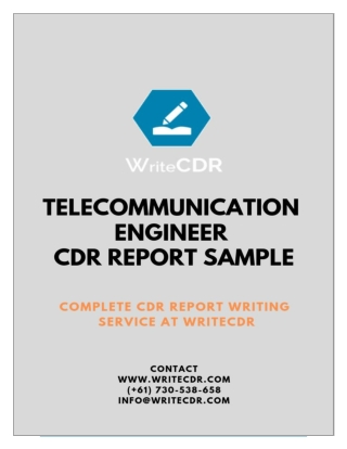 TELECOMMUNICATION ENGINEER CDR REPORT SAMPLE | WriteCDR