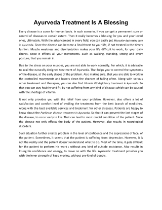 Ayurveda Treatment Is A Blessing