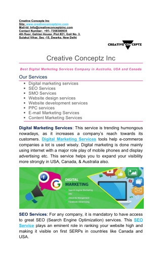 Digital Marketing Services Company in Australia and USA
