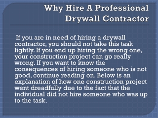 Why Hire A Professional Drywall Contractor - Brian Erik Jamison