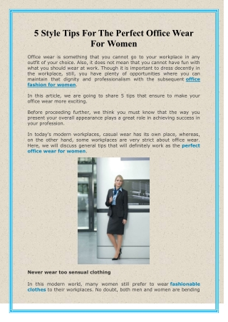 5 Style Tips For The Perfect Office Wear For Women