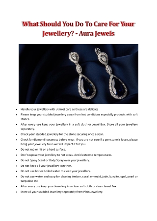 What Should You Do To Care For Your Jewellery? - Aura Jewels