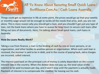 All To Know About Securing Small Quick Loans