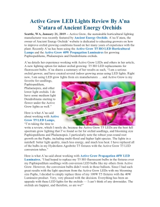 Active Grow LED Lights Review By A’na S’atara of Ancient Energy Orchids