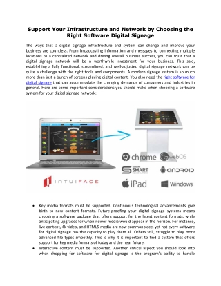 Support Your Infrastructure and Network by Choosing the Right Software Digital Signage