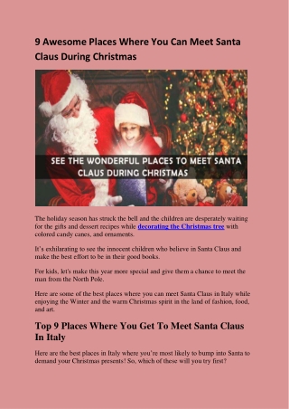 9 Awesome Places Where You Can Meet Santa Claus During Christmas