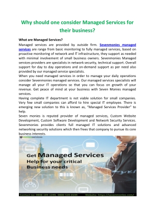 Why should one consider Managed Services for their business?