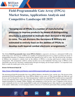 Field-Programmable Gate Array (FPGA) Market Status, Applications Analysis and Competitive Landscape till 2025