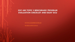 SOC 480 Topic 3 Benchmark Program Evaluation Checklist and Essay GCU