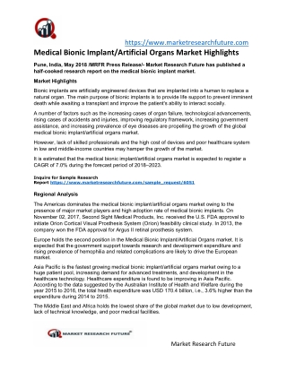 Medical Bionic Implant/Artificial Organs Market Research Report – Forecast to 2023