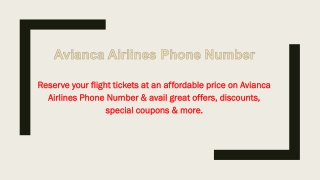 Get Best Offers At Avianca Airlines Phone Number