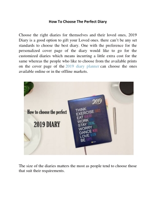 How To Choose The Perfect Diary 2019
