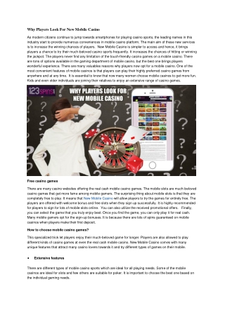 Why Players Look For New Mobile Casino