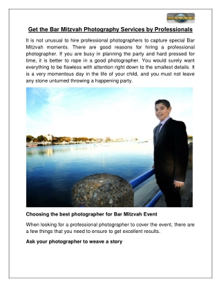Get the Bar Mitzvah Photography Services by Professionals