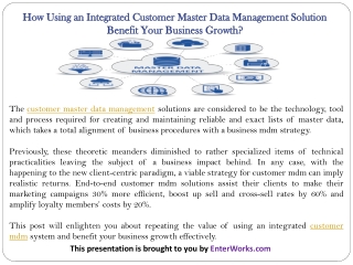 How Using an Integrated Customer Master Data Management Solution Benefit Your Business Growth?