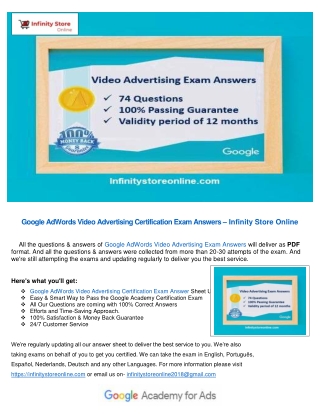 Google Ads Videos Advertising Certification Exam Answers – Infinity Store Online