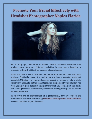 Promote your brand effectively with headshot photographer naples florida!