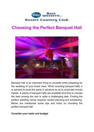 Choosing the Perfect Banquet Hall
