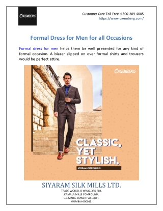 Formal Dress for Men for all Occasions