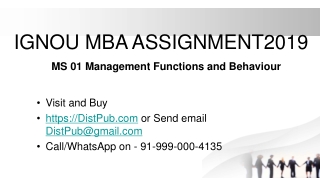 IGNOU MBA Assignments Ms 01 management functions and behaviour solution 2019