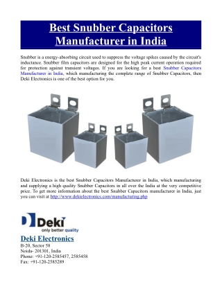 Best Snubber Capacitors Manufacturer in India