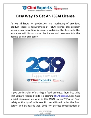 Easy Way To Get An FSSAI License