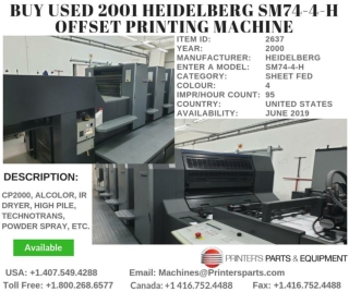 Buy Used 2001 Heidelberg SM74-4-H Offset Printing Machine